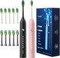 7AM2M Rechargeable Sonic Electric Toothbrush 2 Pack, Soft Toothbrushes by 7AM2M