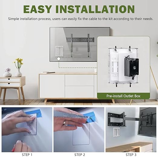 Wall Cable Concealer Management Kit, Recessed Outlet Behind TV - Image 4