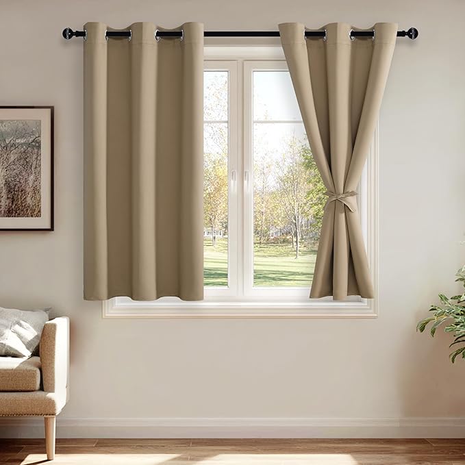 JIUZHEN Blackout Curtains with Tiebacks by JIUZHEN