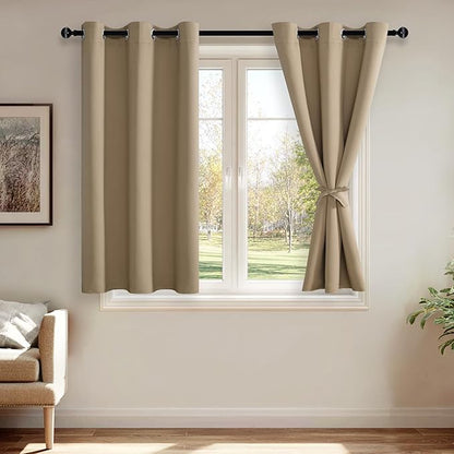 JIUZHEN Blackout Curtains with Tiebacks by JIUZHEN