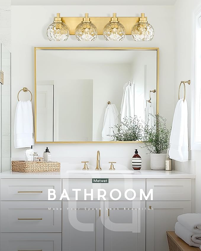 METWET Bathroom Light Fixtures Over Mirror, 4-Light Modern Sconces Wall Lighting - Image 8