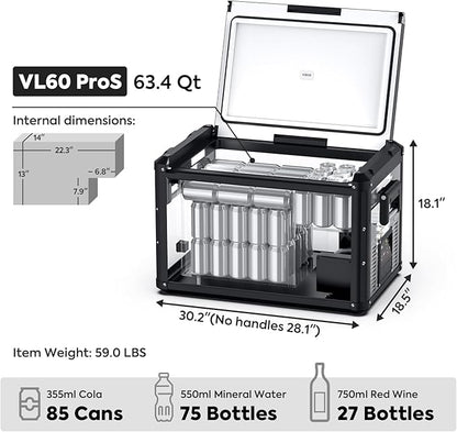ICECO VL60 ProS Portable Refrigerator, Dual USB & DC 12/24V, AC 110-240V - Image 3