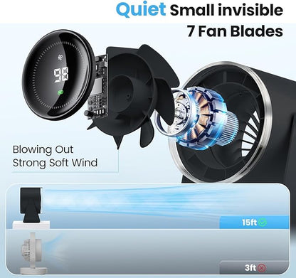 DURBESTER Small Desk Fan, 28dB Ultra-Quiet Desktop Air Circulator - Image 4