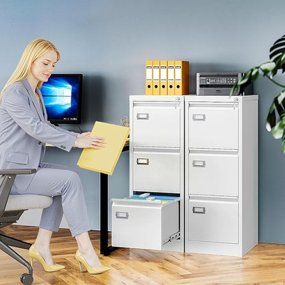 3 Drawer File Cabinet with Lock, Metal Filing Cabinets - Image 2
