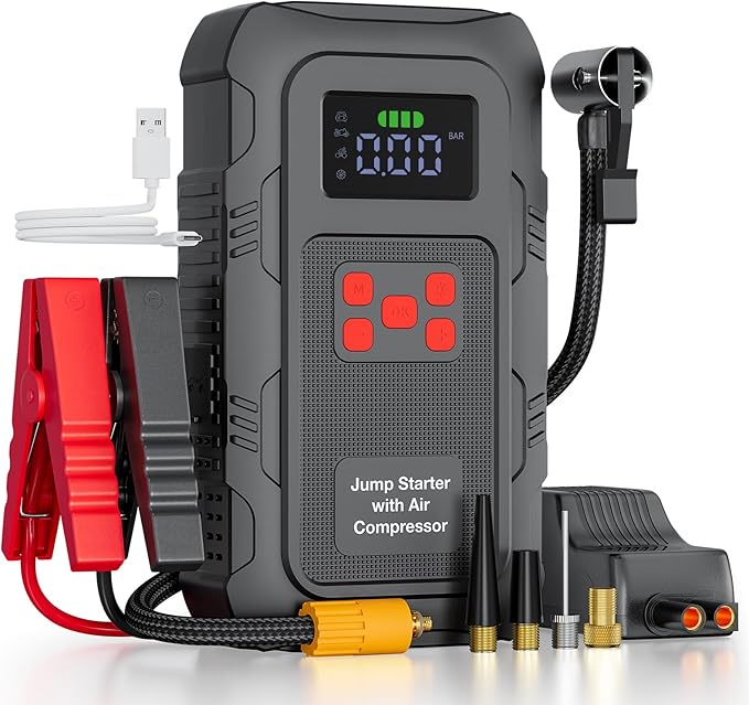 HPBS 6000A Jump Starter with Air Compressor, Portable Car Battery Jump Starter by HPBS