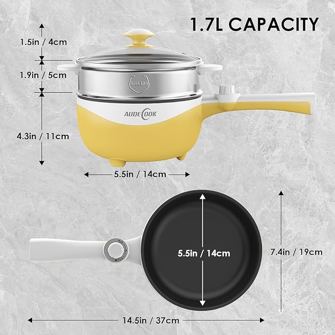 Audecook Hot Pot Electric, 1.7L Mini Electric Skillet Portable Nonstick Sauté - Image 6