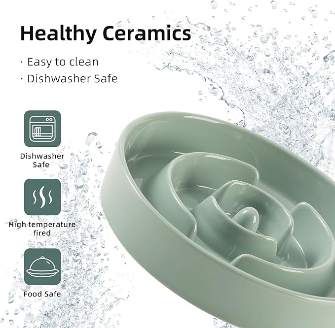 Ceramic 1.2 Cup Slow Feeder Dog Bowl - Image 5