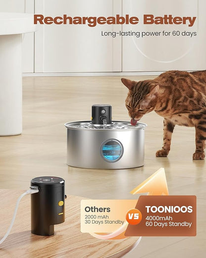 Cat Water Fountain Wireless Cordless: Cat Fountain Battery Operated - Image 4
