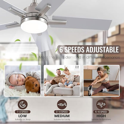 SODSEA Ceiling Fans with Lights, 42 Inch Nickel Ceiling Fan with Light and - Image 6