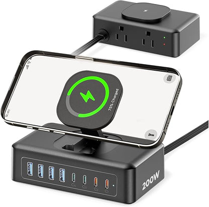 11-in-1 Charging Station USB-C Power Strip, 200W USB C Charger Block, 2AC by AcozvinPowerStrip