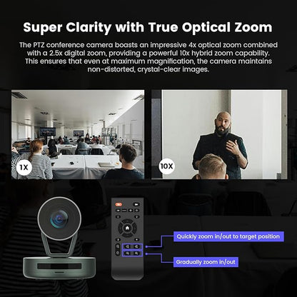 NEARITY Conference Room Camera System, 10X Hybrid Zoom Camera, Noise Reduction - Image 4