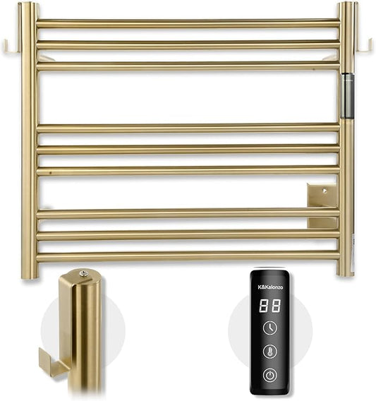 K&KALONZO Towel Warmer for Bathroom, Wall-Mounted 9-Bar Heated Towel Rack by KKALONZO