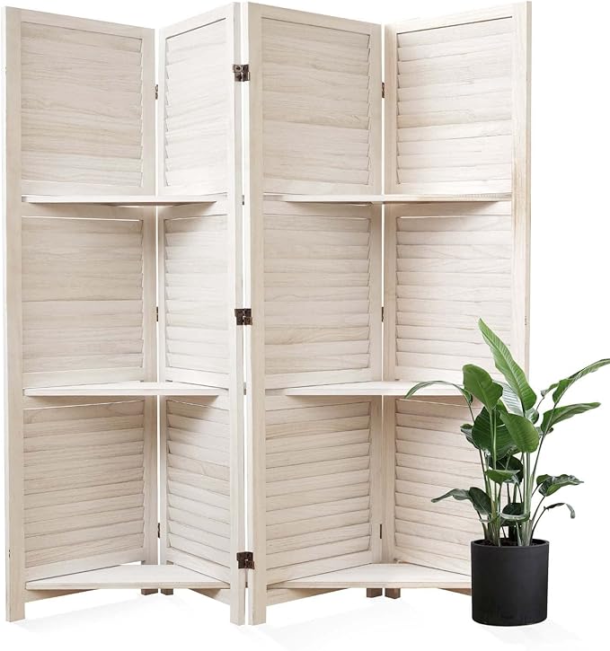 Partition Room Dividers, Folding Wood Privacy Screen by Svimi