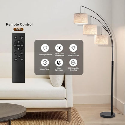 Fansdrick Floor Lamps for Living Room, 2400LM Super Bright Arc Floor Lamp - Image 4