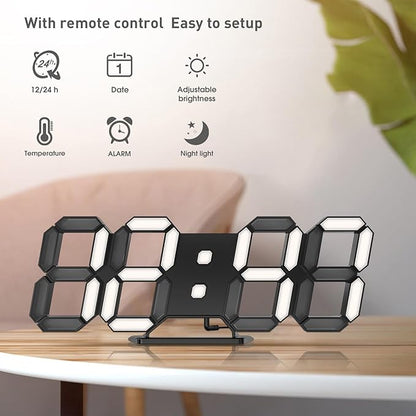 EDUP HOME 3D LED Clock Desk Alarm Clock Wall Clock - Image 6
