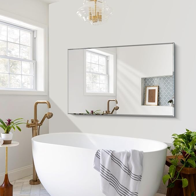 CILIBER Beveled Bathroom Mirror, 30x48 Large Frameless Mirrors - Image 7