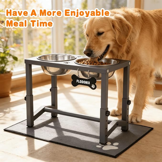 Elevated Dog Bowls, 4 Height Adjustable Metal Raised Bowl Stand - Image 3