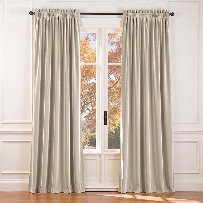 Lazzzy Velvet Blackout Curtains Thermal Insulated Room Window Drapes Super Soft by Lazzzy
