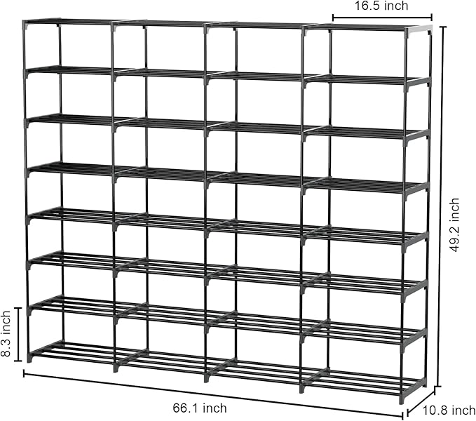 Large Shoe Rack 4 Rows 8 Tier 56-64 Pairs Big Shoes Storage Organizer Garage - Image 2