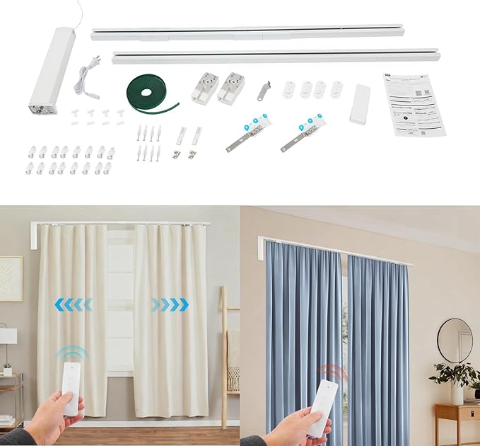 Lemoeyes Electric Curtain Track, Retractable Motorized Curtains Rod within 7.2ft - Image 5