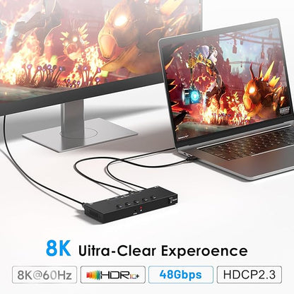 8K 5 in to 1 Out HDMI Switcher，5 Way HDMI Converter & Infrared Remote Control - Image 6