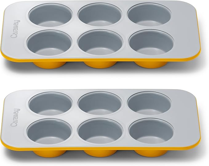 Caraway Nonstick Ceramic 6 Cup Muffin Pan Duo – Non-Toxic, PTFE & PFOA Free – by Caraway