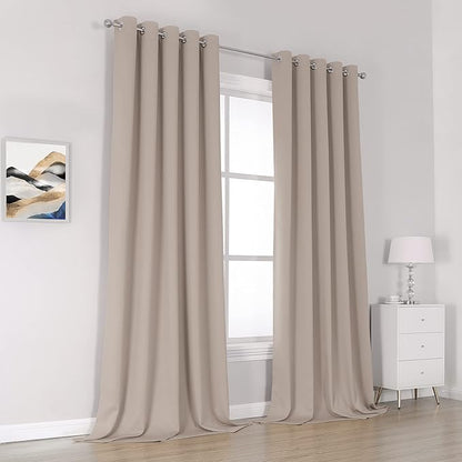 DUALIFE Light Brown Curtains 108 Inch Light Coffee Colour Blackout Curtain - Image 2