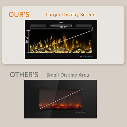 33" WiFi Electric Fireplace Inserts, Recessed and Wall Mounted Fireplace Heater - Image 7