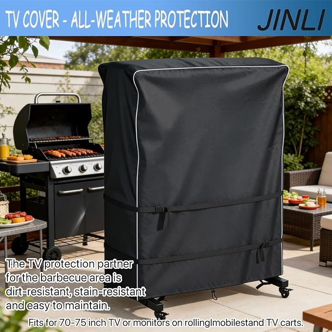JINLI 70-75 inch outdoor TV trolley cover, courtyard TV cover, Oxford fabric - Image 5