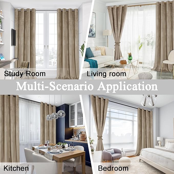 JIUZHEN Room Darkening Velvet Curtains 2 Panels Set, Luxury Window Treatment - Image 7