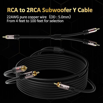 RCA Y-Adapter Splitter Cable, 1 RCA Male to 2 RCA Male Stereo Audio Subwoofer - Image 6