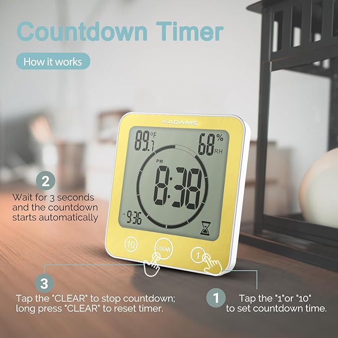 KADAMS Shower Clock Waterproof Bathroom Timer – Digital Wall Clock - Image 5