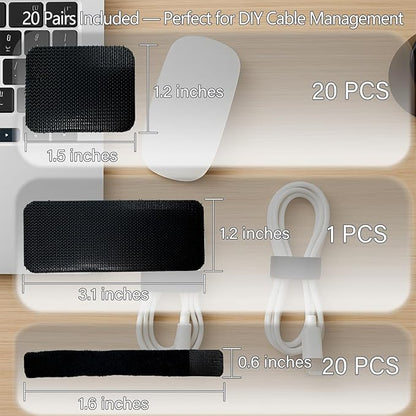 Under Desk Cable Management, Adjustable Hook and Loop Cord Ties, Reusable Wire - Image 7