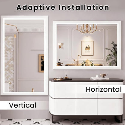 Amorho Bathroom Mirror, 48x40 Inch White Framed Bathroom Mirrors - Image 5