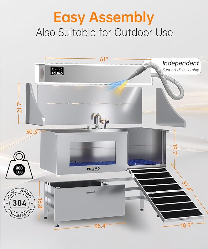 POLIMO Dog Wash Station with Pet Dryer & LED, Professional Dog Bathing Station - Image 5