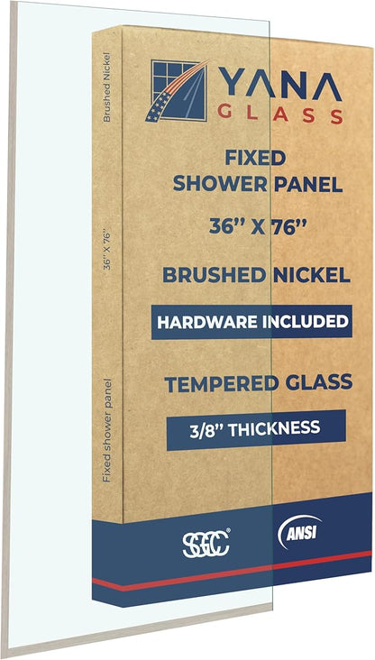 Fixed Glass Shower Wall Panel, 10mm Thick Glass Door 36" x 76", Frameless by Unknown