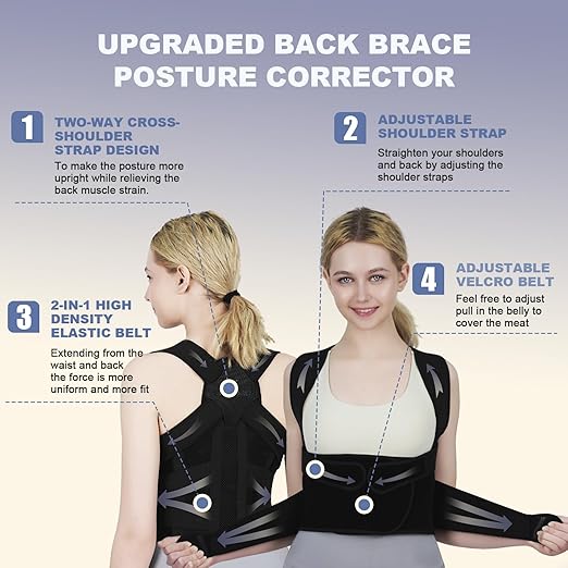 Posture Corrector for Women and Men Upgraded Back Brace, Adjustable Back - Image 3