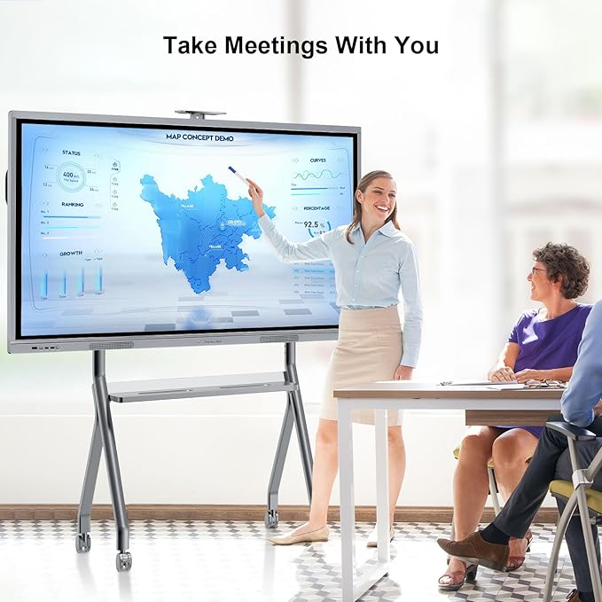 Smart Board Stand for 44"– 75" Interactive Smart Whiteboard, Height Adjustable - Image 7