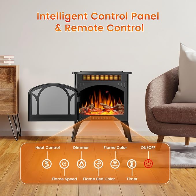 Electric Fireplace Stove, Fast Heating, 1500W X Infrared Fireplace Heater - Image 2