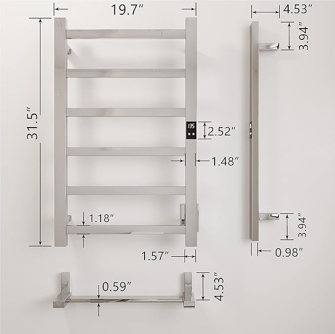 Smart Wireless Electric Towel Warmer | Blade Thin 6 Bar Design | Hardwired & - Image 3