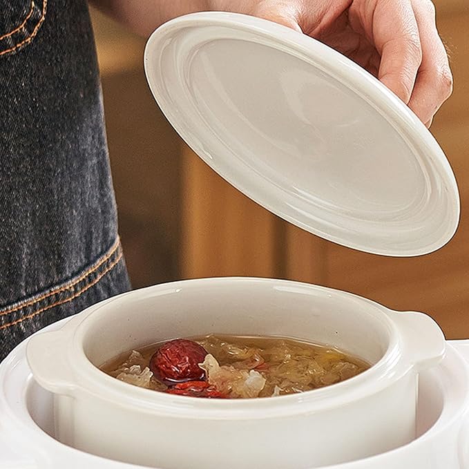TOPINCN 1L 200W Electric Stew Pot, Smart ABS Ceramic Mini Slow Cooker, Dorm Room - Image 2