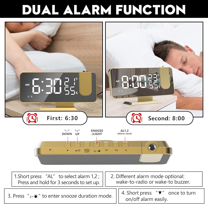 Mightree Projection Alarm Clock - Image 5