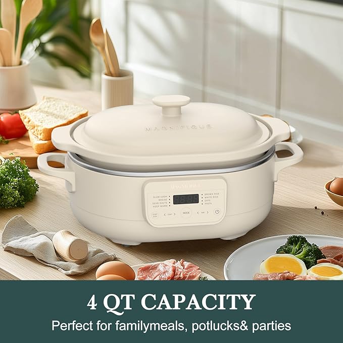 MAGNIFIQUE 4 Quart Programmable Casserole Slow Cooker, 8-in-1 Multi Cooker - Image 8