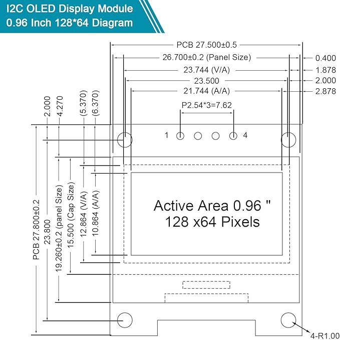 Weewooday 5 Pieces 0.96 Inch OLED Module 12864 128x64 Driver IIC I2C Serial - Image 3