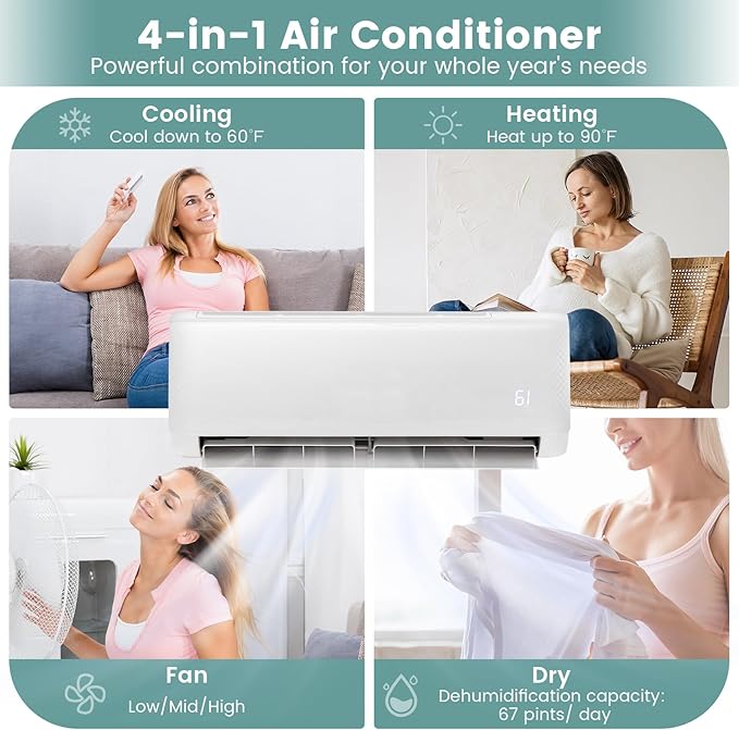 RELAX4LIFE Mini Split Ac/Heating System, 18000 BTU Ductless Mini Split Air - Image 2