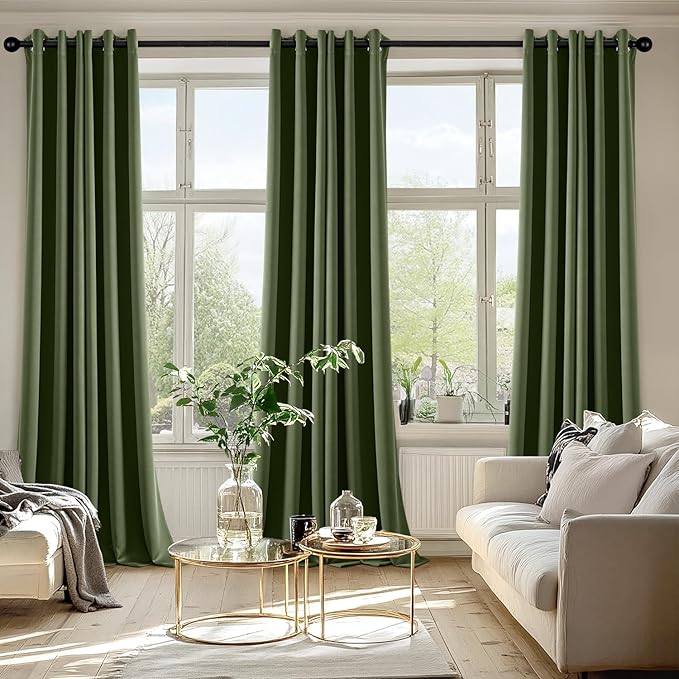 MIULEE Olive Green Blackout Curtains - Image 6