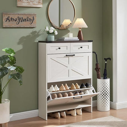 Shoe Storage Cabinet, Farmhouse Shoe Organizer - Image 4