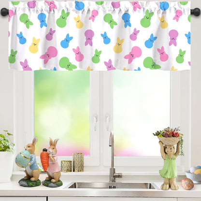 Limike Kitchen Valances for Windows 54" x 18", Colorful Bunny Kitchen Curtains Valances, Decorations for Windows, Cute Window Treatments Drapes for Bedroom Living Room, 1 Panel