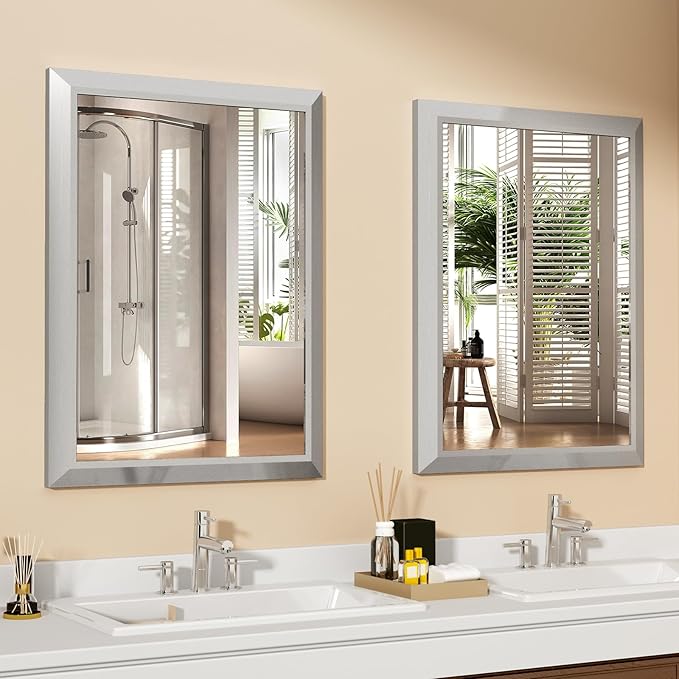 SMIROR Brushed Silver Bathroom Mirror - Image 6