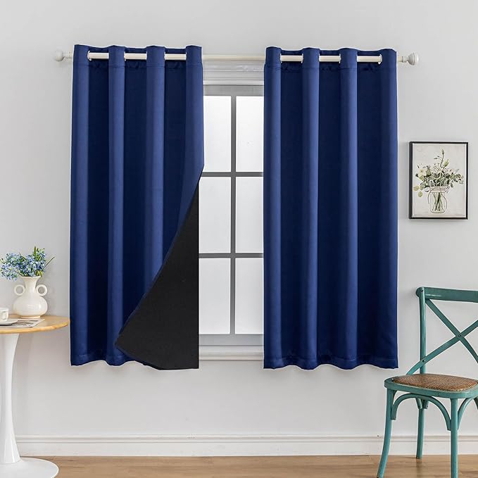 Anytime 100% Blackout Curtain 2 Panels Set, Thermal Insulated Window Drapes by Anytime